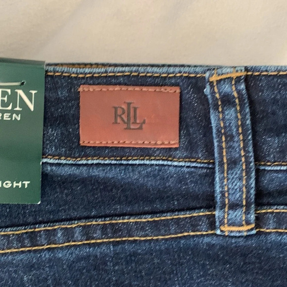 Laren Ralph Lauren gold red embroidered soutache cuff medium wash jeans size 12 - Picture 10 of 10